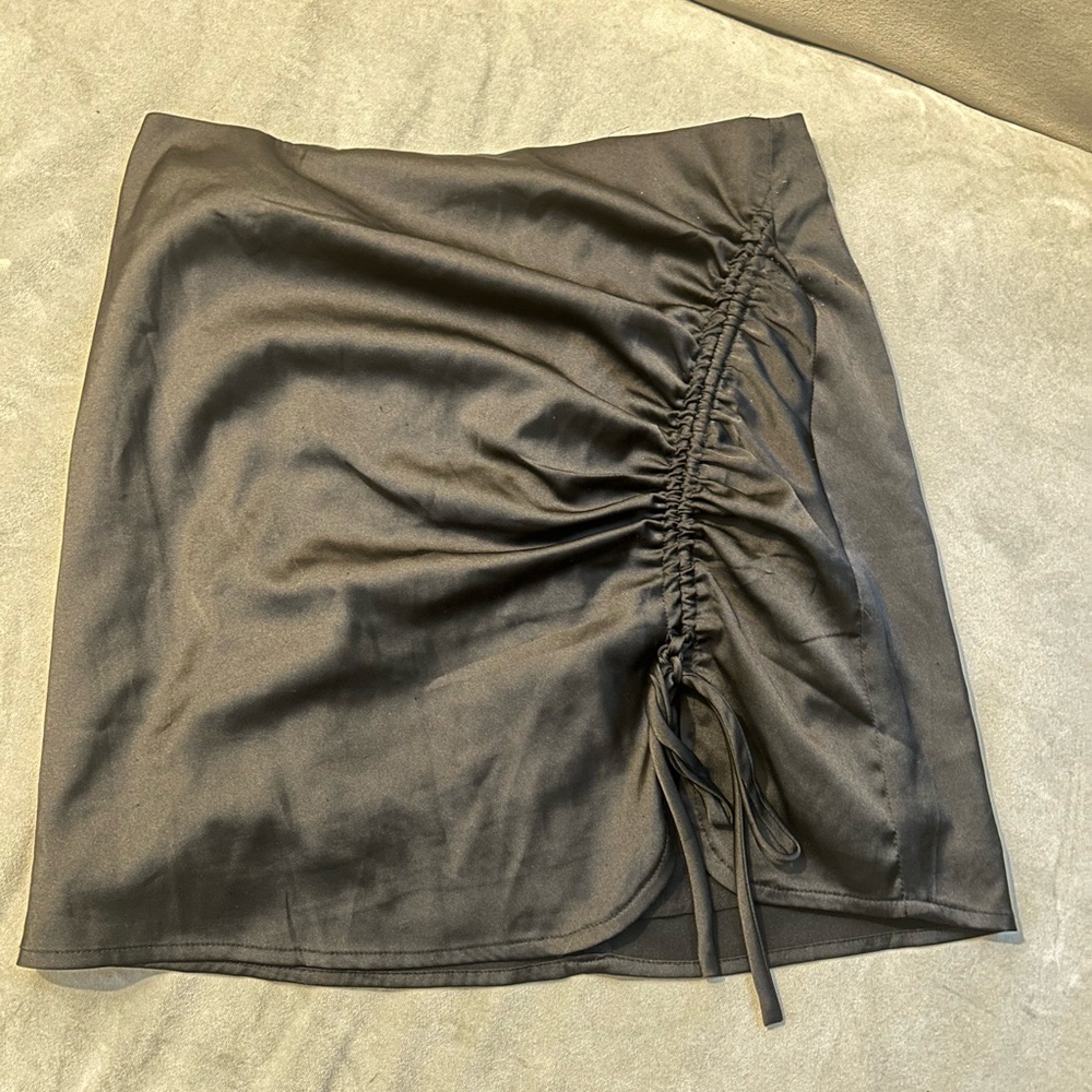 Black Satin Mini Skirt
